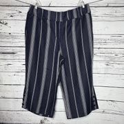 Lane Bryant NWT 20 Blue Stripe Linen Blend High Rise Laney Wide Leg Crop Pants