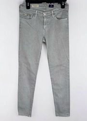 AG Adriano Goldschmied Gray Denim The Stevie Ankle Zip Slim Straight Leg Jeans