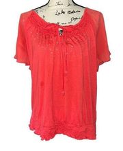 French Laundry peach short bejeweled sleeve large