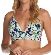 Raisins In Bloom Anya Tropical Floral Tie Back Bikini Top Size Large NEW