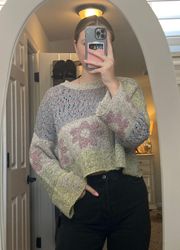 Printed Cropped Sweater 