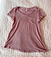 Mauve Pink V-Neck Pocket T-Shirt Size Small