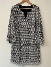 Roz & Ali Knit Black & White Flutter Sleeve - Size 1X