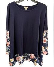 Longsleeve Tunic Top with Floral detailed sleeves