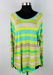 Cha Cha Vente Dolman Sleeve Striped Top L