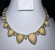 Ann Taylor Statement Collar Necklace 16" Faux Ivory Teardrop Gold Tone Jewelry
