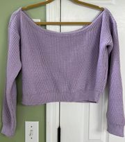 Purple Off Shoulder, Cropped Sweater