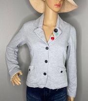 Gray Distressed Cotton Blazer With Colorful Button Detail Size Small