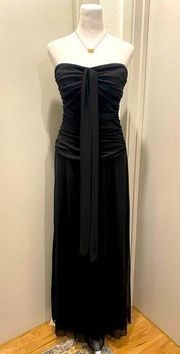 VTG 90s Y2K City Triangles Black Strapless / Halter Convertible Black Maxi Dress