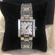 LOIS HILL WATCH Sterling Silver Alternating Granulated and Cutout Sterling Band