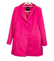 KATE SPADE New York Pink Wool Blend Stand Collar Over Coat Jacket Large NWT