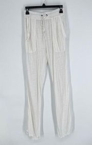 Pete & Greta by Johnny Was Genea Linen Pants Sz S Feather White Semi-Sheer