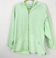 Fresh Produce Women's Gingham Check Cotton Hoodie Green Size L