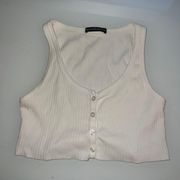 Brandy Melville Extra Cropped White Raw Hem Tank Top