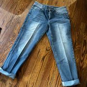 Chicos Platinum Denim Blue Jeans Women's Size 1 Cuffed cropped
