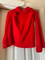 Bright Red Open Shoulder Sweater