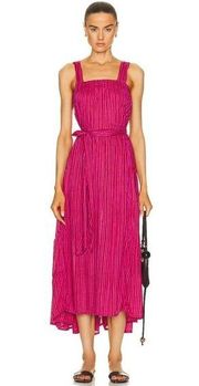 Natalie Martin Jasmine Maxi Dress in Painted Stripe Fuchsia Small New Womens