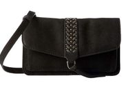 Lucky Brand Sher Black Leather Magnetic Flap Small Crossbody Women's Purse