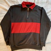 California Sweatshirt Womens Mens 1/4 Zip Sweater Navy & Red Stripes