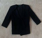 French Connection Black Open Front Ruffle Blazer Jacket