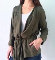 Bleuh Ciel Olive Draped Cardigan Jacket. Size XSmall.