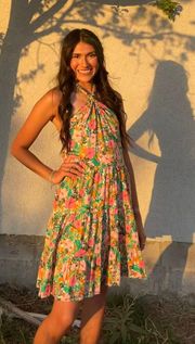 floral halter neck dress