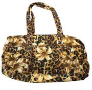 KVZ Kathy Van Zeeland Floral Cheetah Black Tan Tote Bag EUC #10280