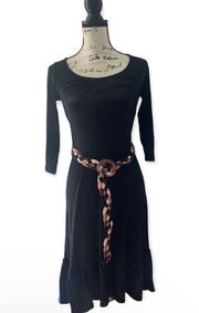 SZ S black long sleeve belted dress