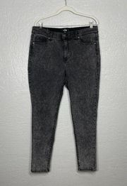 Lularoe Women 34 Black Acid Wash Skinny Jeans Stretch Denim High Rise Pockets