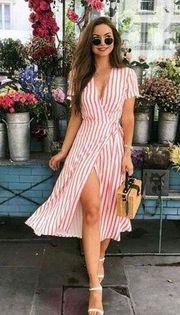 Revolve L’Acadamie Striped Tuscany Midi dress