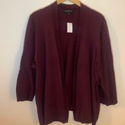 NWT Lane Bryant Burgundy Open Cardigan Size 22/24