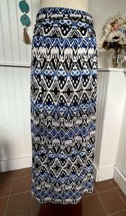 Apt. 9 Blue, Black & White Print Maxi Skirt