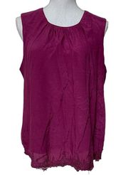 Coldwater Creek Raspberry Pink Lacy bottom; keyhole back Tank Top; size XL/18