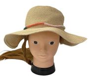 Sun hat with multicolor band paper floppy beach sun protection