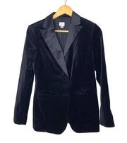 A New Day Black Velvet 2 Button Blazer Jacket Long Line Size 6 ~