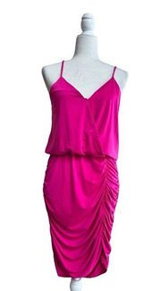 Krisa Fuchsia Pink Ruched Skirt Spaghetti Strap Womens Size XS Revolve NEW