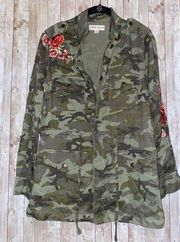 Women's Knox Rose Camo Utility Jacket w/ Embroidered Roses Flowers Size Small