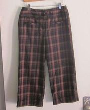 Larry Levine Plaid Crop Pants Size 4