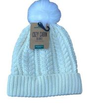 Northeast Outfitters Cozy Cabin white knit beanie pompom hat NEW