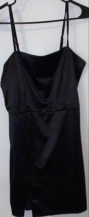 black mini dress w/slit by alx couture size L