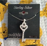 Swarovski Elements Sterling Silver Key Necklace