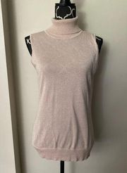 EUC Joseph A. Pink Glitter Sleeveless Turtleneck Blouse size large