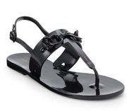 Rebecca Minkoff Black Petra Jelly T-Strap Sandal