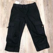 Joie Charcoal Pinstriped Cuffed Cropped Toggle Cargo Pants Size 6