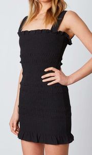 Black Smocked BodyCon Mini Dress