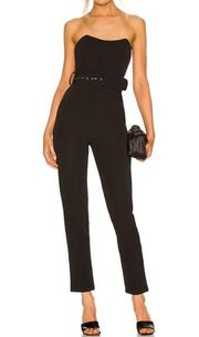 Superdown Naomi Bustier Strapless Jumpsuit Black SMALL Corset Tapered Cocktail