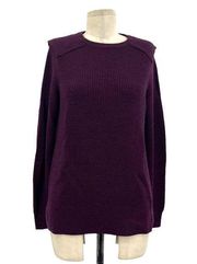 AYR 100% Merino Wool Pull Over Ribbed Long Sleeve Sweater Purple Size Large