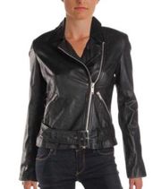 Aqua leather Moto jacket