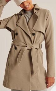 Women’s Tan Double Breasted Mid-Length Trench Coat Size Med