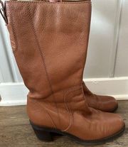 Apt. 9 Marcia Leather Boots Women’s Size 8M Tan Brown Mid Calf Height Side Zip